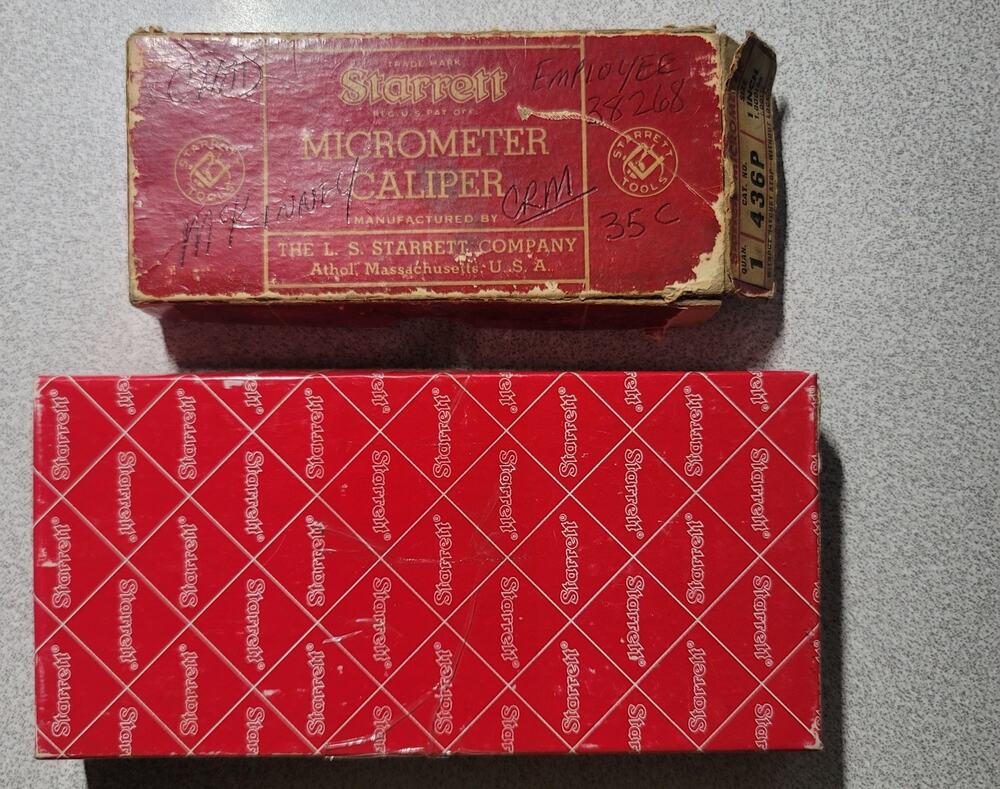 Vintage Starrett Micrometers Calipers 436P 0-1" T436XRL-2 1-2" In Original Box